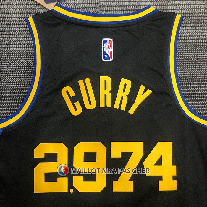 Maillot Golden State Warriors Stephen Curry 2974th 3 Points Noir